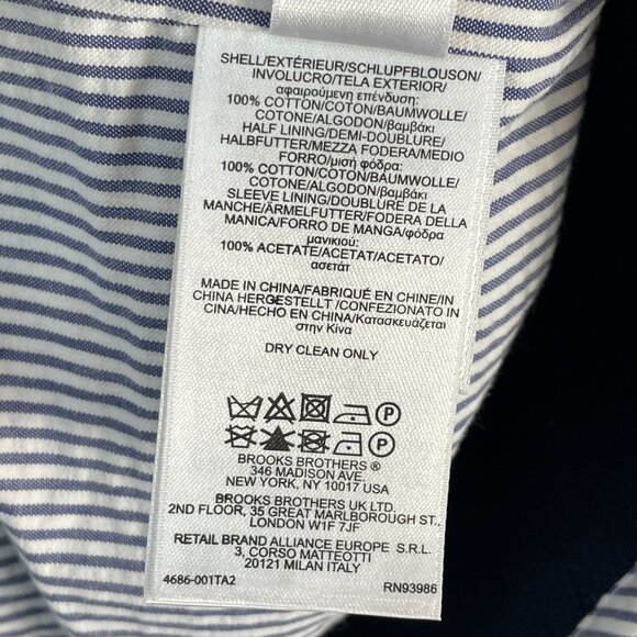 NEW 346 Brooks Brothers Womens 12 Navy Blazer Cotton Jacket Nautical Preppy - Picture 5 of 14